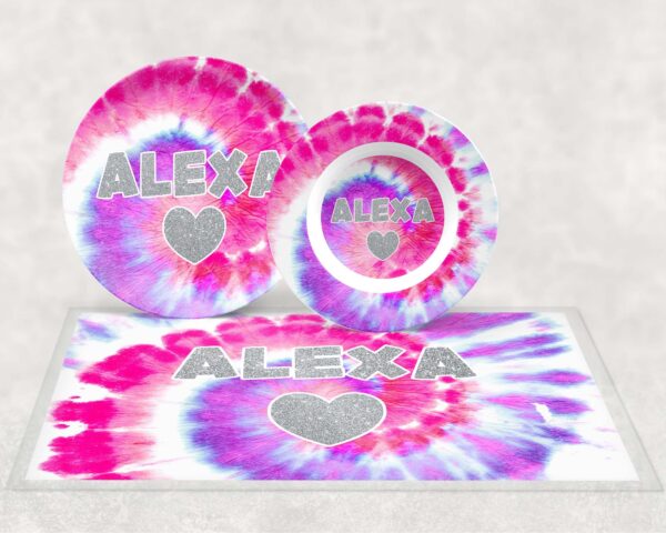 Tie Dye Personalized Kids Tableware