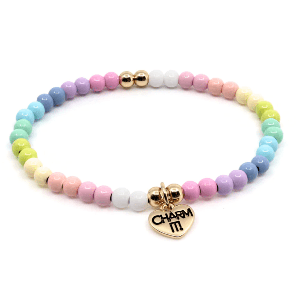 Charm It! Gold Pastel Bead Stretch Bracelet