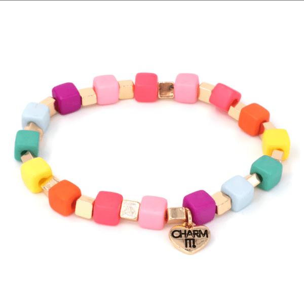 Gold Multi Cube Stretch Bracelet