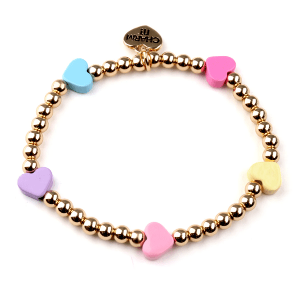 Charm It! Pastel Multi Heart Bead Stretch Bracelet