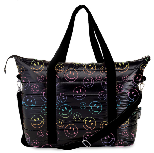 Black Happy Puffer Tote