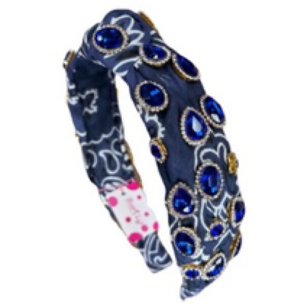 Blue Jeweled Bandana Headband