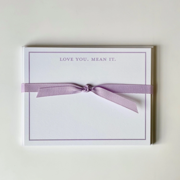 Love You, Mean It Lavender Flat Note Cards