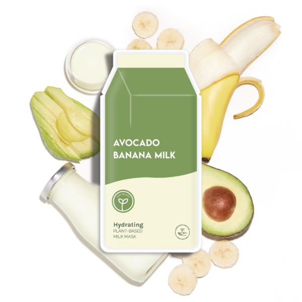 Avocado Banana Milk Hydrating Plant-Based Milk Sheet Mask: With Peg Hole