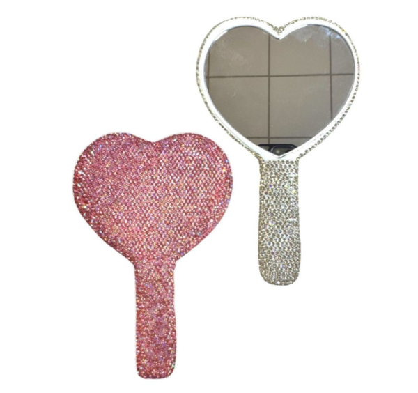 Pink Crystallized Small Heart Mirror